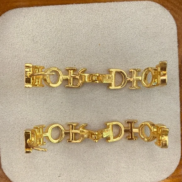Sale! Dior Gold and Teal Women's Earrings - Picture 4 of 6